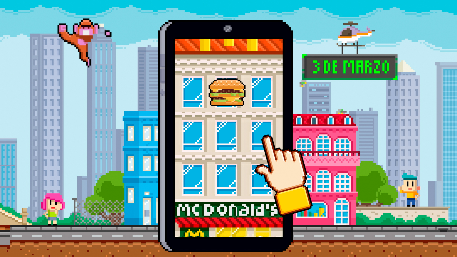 Pieza al pixel para la campaña de días locos de McDonalds basada en videojuegos clásicos